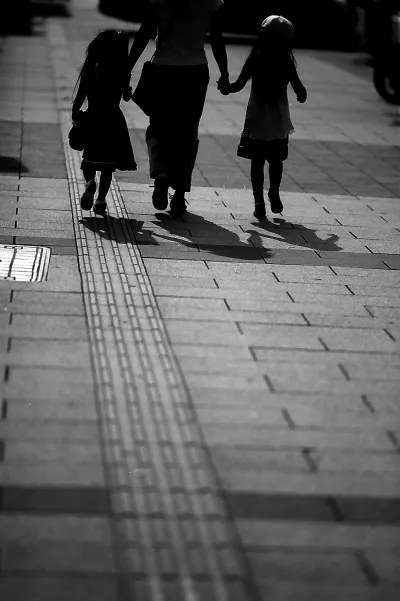 Silhouette of parent and child