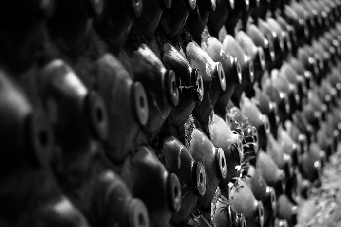 slope filled with bottles