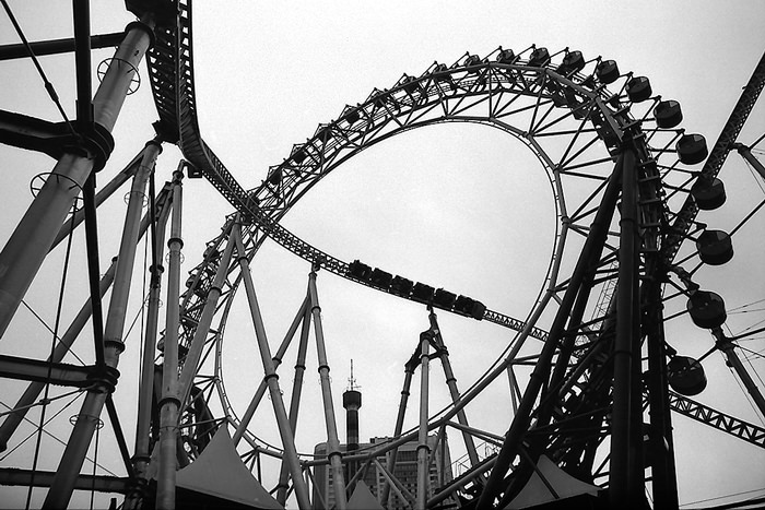 coaster and ferris wheel