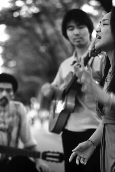 Street musician singing