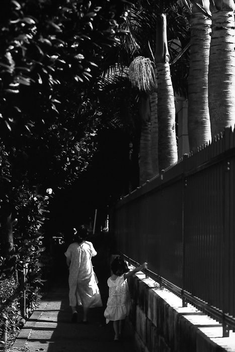 Parent and child walking together