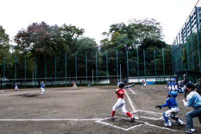 Boy hitting ball