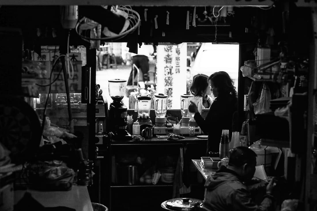 Inside of a fresh juice stand