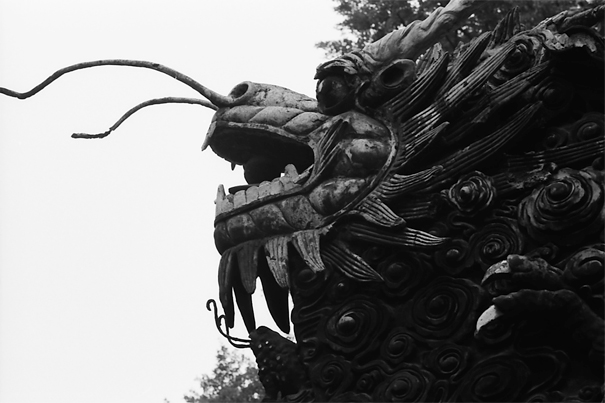 Dragon on fence in Yuyuan Garden