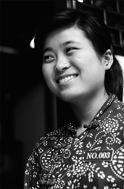 Bashful young woman
