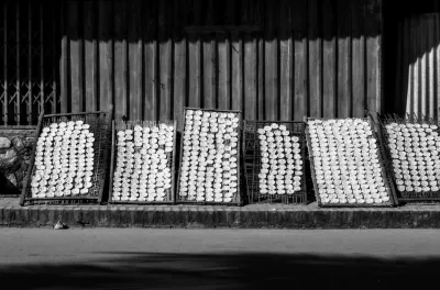 Rice cakes drying in the sun
