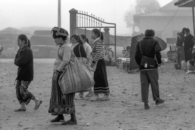 Hmong woman walking