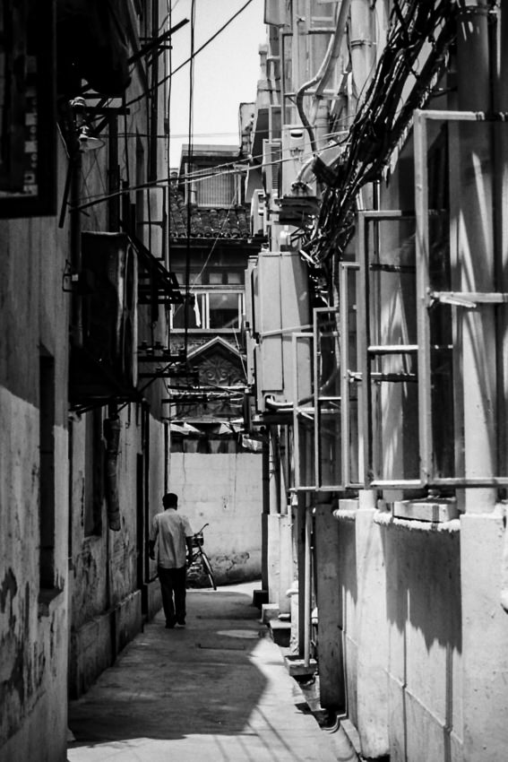 Man walking lane alone