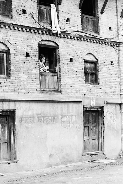 Girls by upstairs window