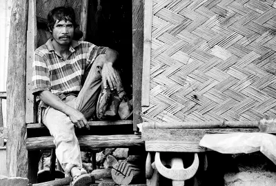 Man sitting at entrance