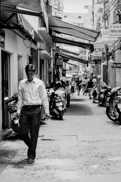 Man walking with head down