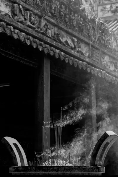 Smoke coming out from incense burner