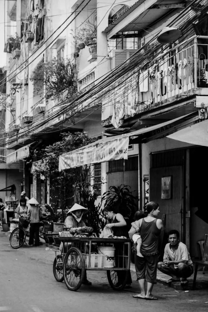 Peddler and wagon in street