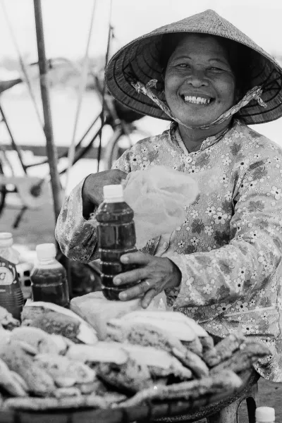 Woman selling honey