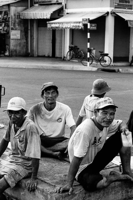 Laborers taking a rest together