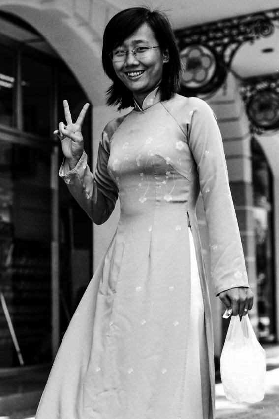 Girl wearing Ao Dai