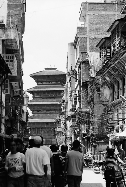 Basantapur Tower At The End Of The Street (Nepal)