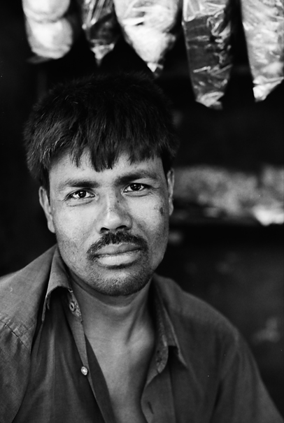 Man with vacant look