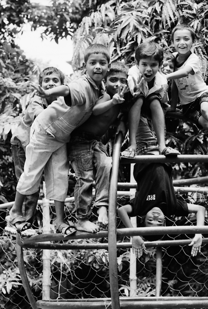 Kids on jungle gym