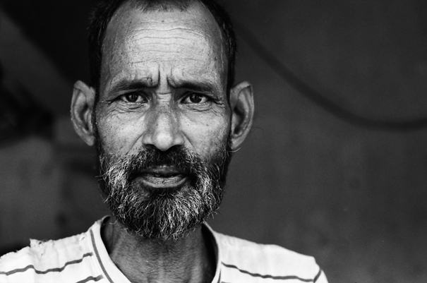 Man with equine face