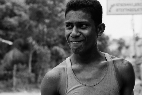 Man refusing eye contact