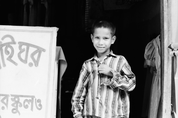 Boy Wearing A Vertical-striped Shirt (Bangladesh)