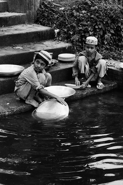 Kids Washing At The Pond (Bangladesh)