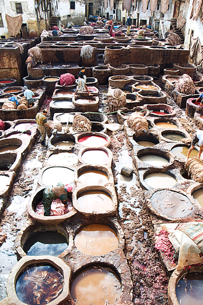 Many Tanning Pits In Tanneries (Morocco)
