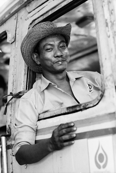 Bus Driver Wearing A Cowboy Hat (Myanmar)