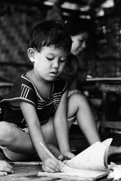 Girl Was Absorbed In Doing Homework (Myanmar)