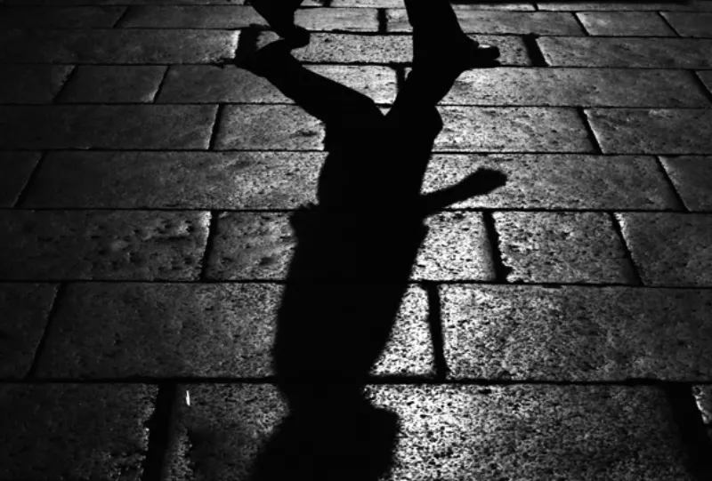 Shadow on stone pavement