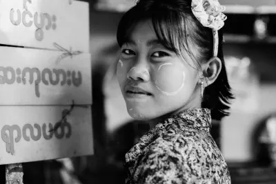 Girl wearing hat-shaped accessory