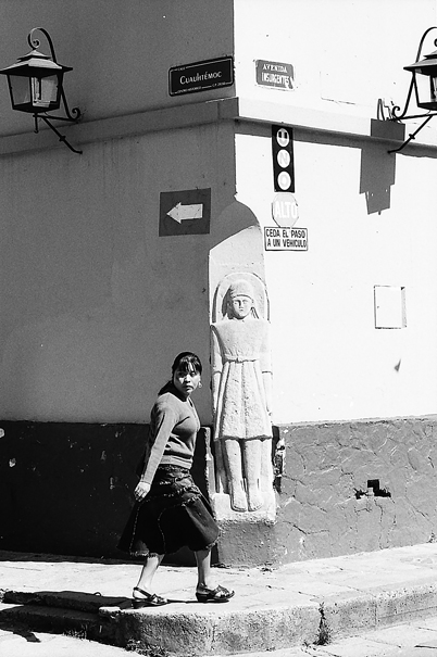 Street Corner With A Statue (Mexico)