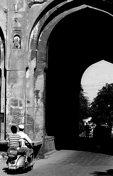 Motorbike Goes Through The Gate (India)