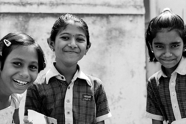 Three Girls Wearing Checkered Uniform (India)