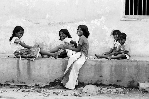 Kids playing by wayside
