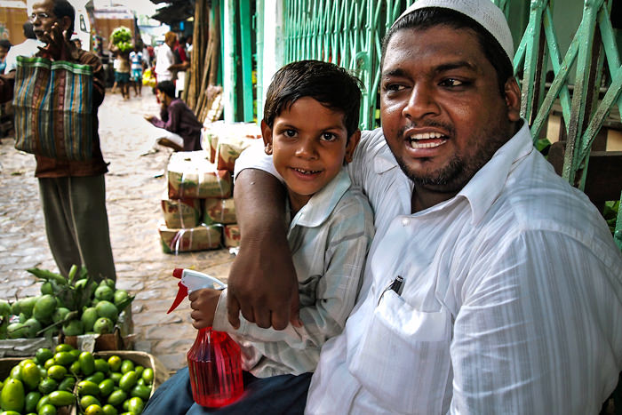 Street vendor and his son
