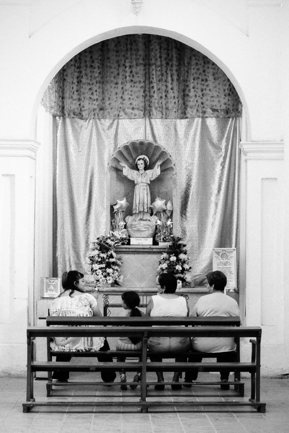 Family in front of altar