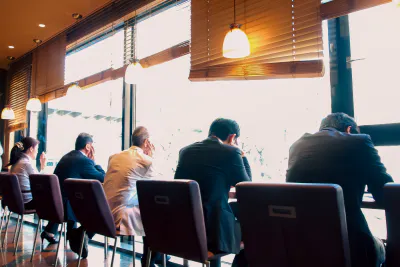 Businessmen in a cafe