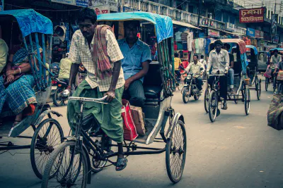 Cycle rickshaws running