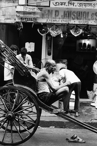 Rickshaw in busy street