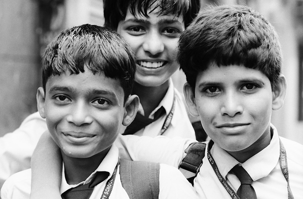 Three School Boys Wearing A Tie (India)