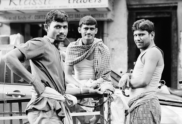 Laborers standing talking