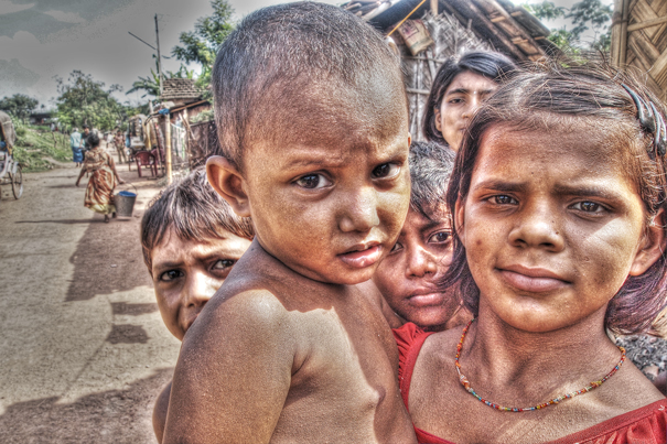 Baby, Girl And Some Curious Kids (India)