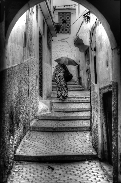 Woman walking lane