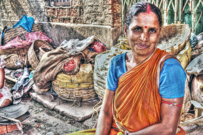 Woman with sindoor and bindi