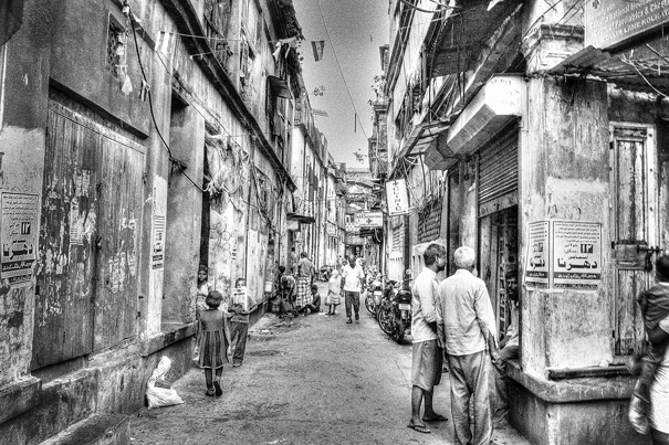 Tranquil Street Between Buildings (India)