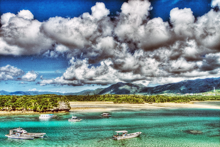 Boats And Clouds In Kabira Bay (Okinawa)