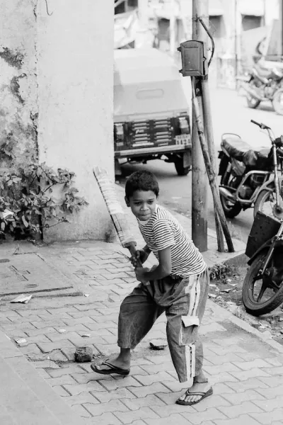 Boy holding a cricket bat
