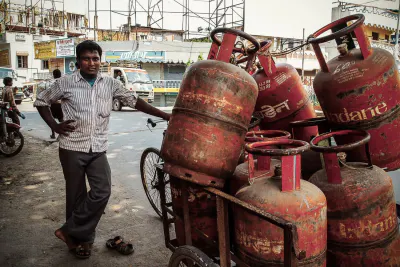 Man delivering gas cylinders